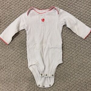 Carter's Gray and White Striped Bodysuit with a red bird 9 months.